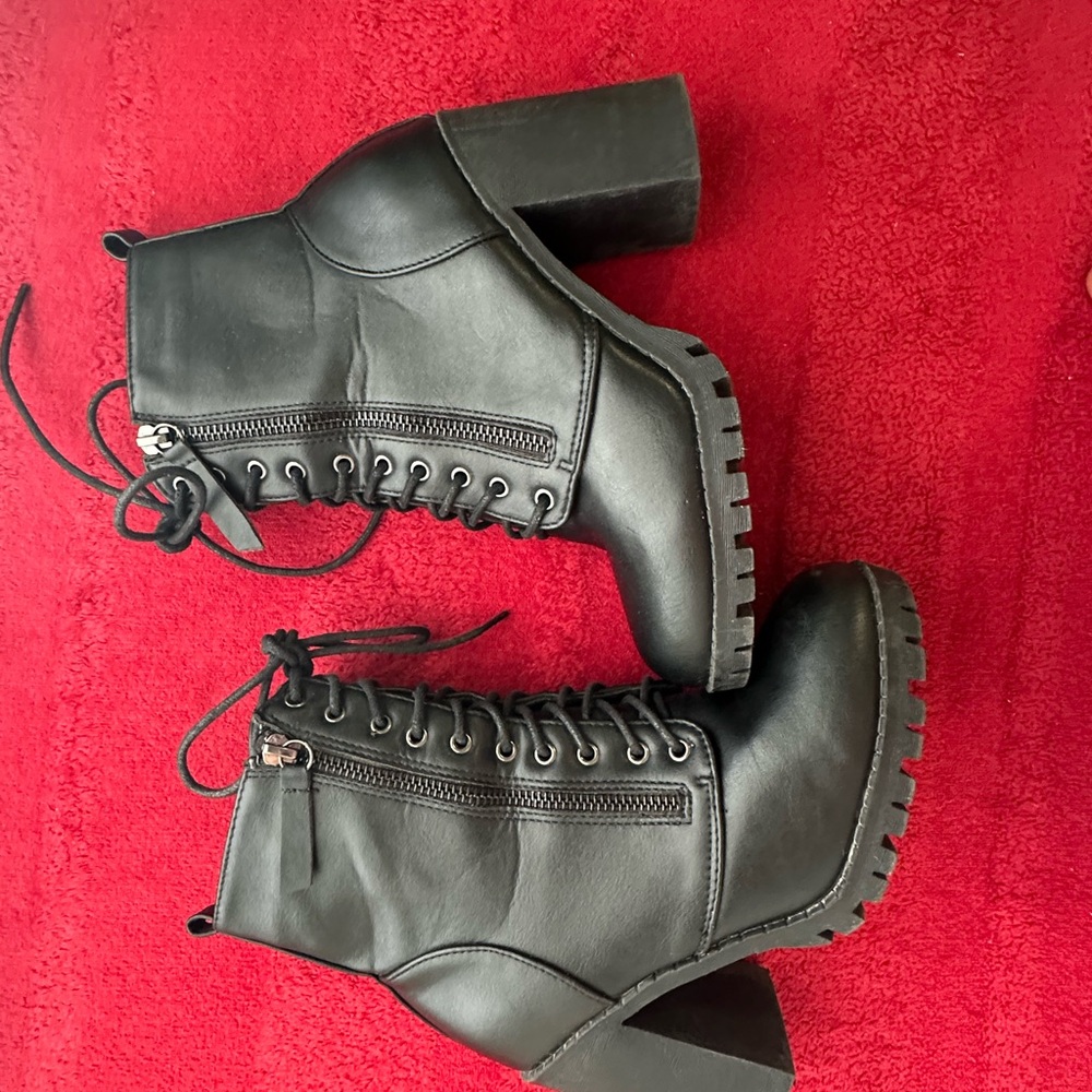Black Lace-Up Ankle Boots